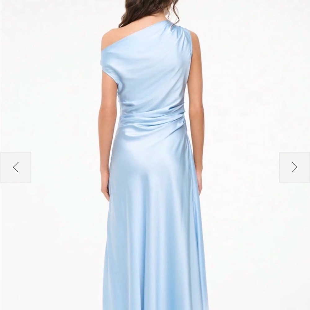STAUD One-Shoulder Satin Gown in Light Blue - Picture 3 of 5